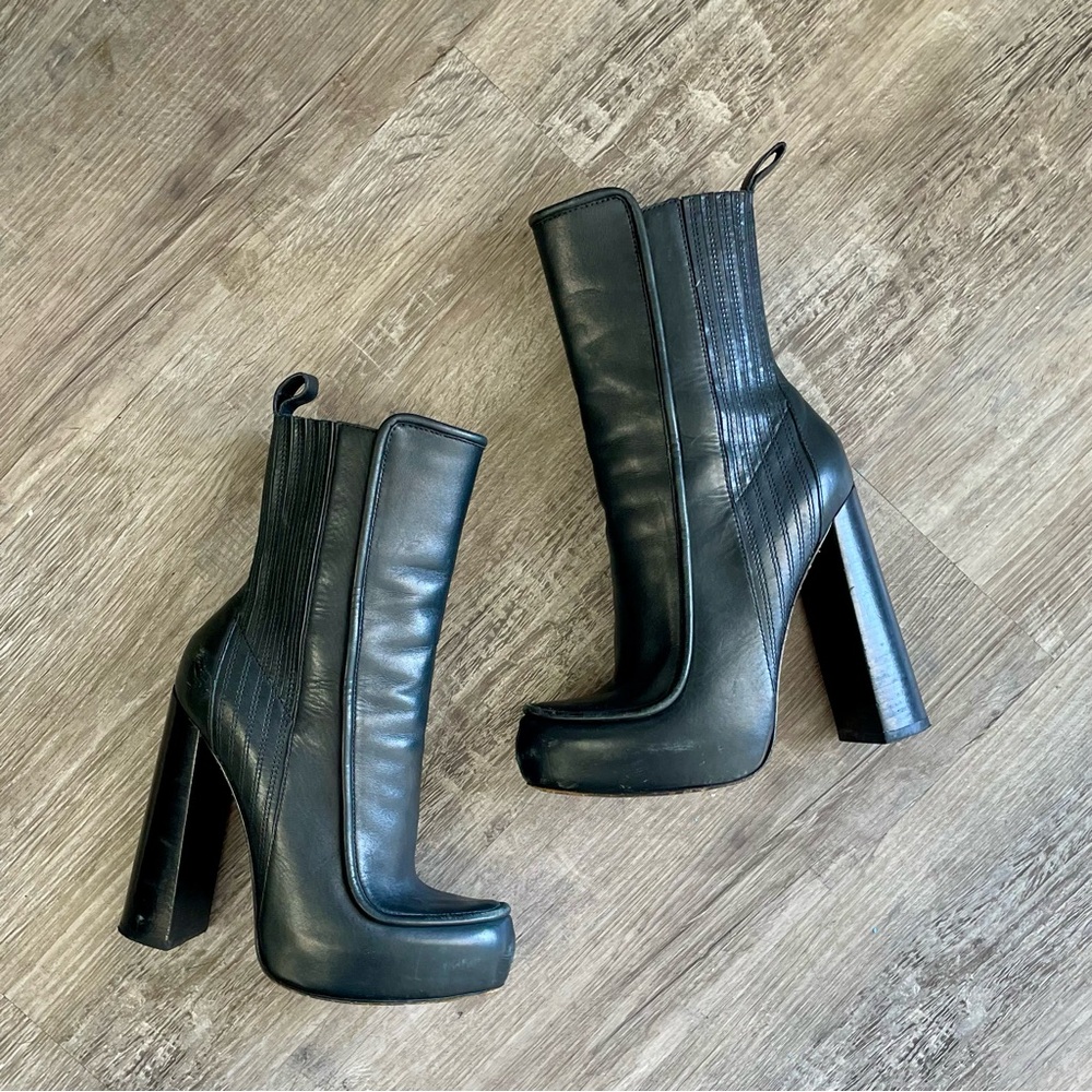 Alexander Wang Addison Platform Black Italian Leather Ankle Boots Size 37 - Picture 14 of 16